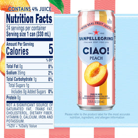 San Pellegrino CIAO peach with peach slices, natural aroma in each sip.