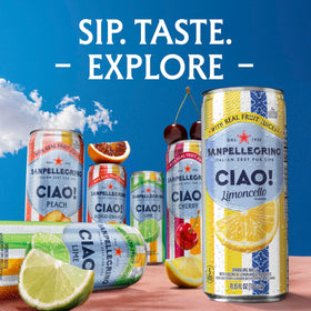 Sanpellegrino CIAO variety-pack display highlighting customizable flavor options.