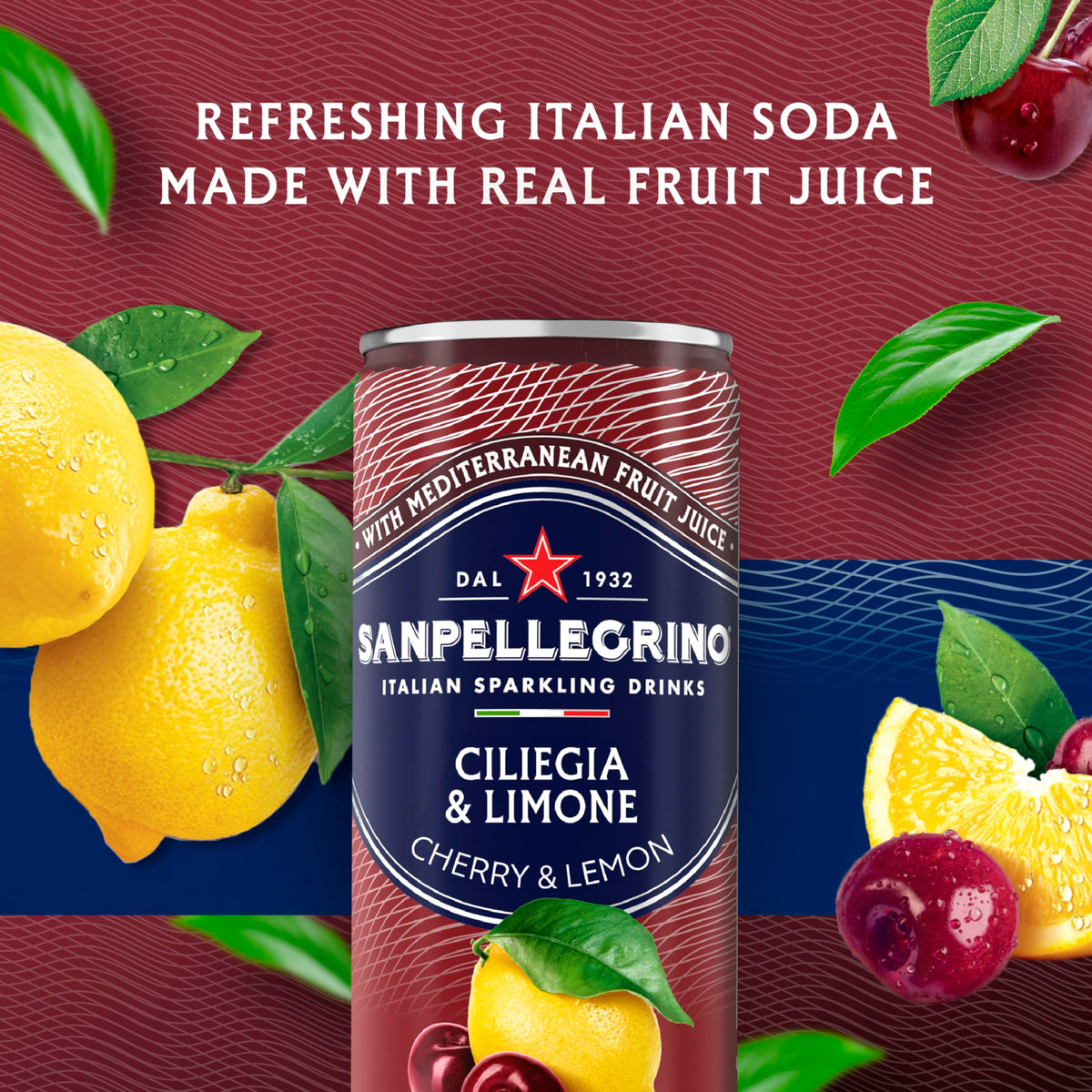 Pour of Sanpellegrino Ciliegia Limone reveals lively bubbles perfect for a refreshing moment.