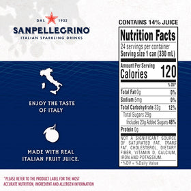 Sanpellegrino Melograno Arancia orange slice garnish, enhances a citrusy aroma and palate.