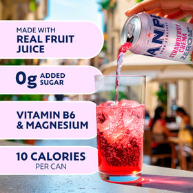 Sanpellegrino Strawberry Crema glass serve showcasing refreshing Italian soda in a tall glass.