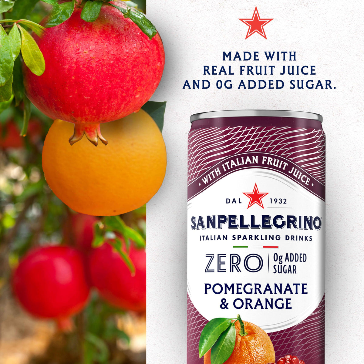 Sanpellegrino Zero Added Sugar Pomegranate Orange can in a lunchbox, great for weekday lunches