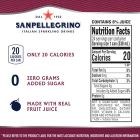 Sanpellegrino Zero Added Sugar Pomegranate Orange, pour into glass with lively fizz