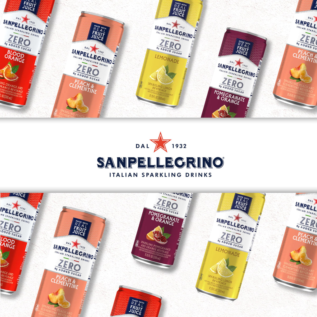 Sanpellegrino Zero Added Sugar Pomegranate Orange can against a white background