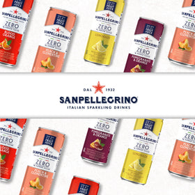 Sanpellegrino Zero Added Sugar Pomegranate Orange can against a white background