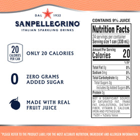 San Pellegrino can close-up showcasing Italian flavors and zero added sugar