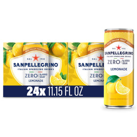 Sanpellegrino Zero Sugar Lemonade can close-up showing bold lemon label