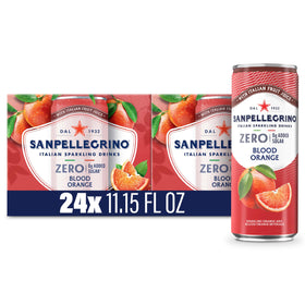 Sanpellegrino Zero Sugar Pomegranate Orange can front view, refreshing low-calorie option