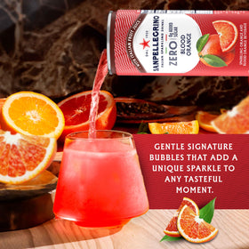 Sanpellegrino Zero Sugar Pomegranate Orange glass served, ideal for tastings