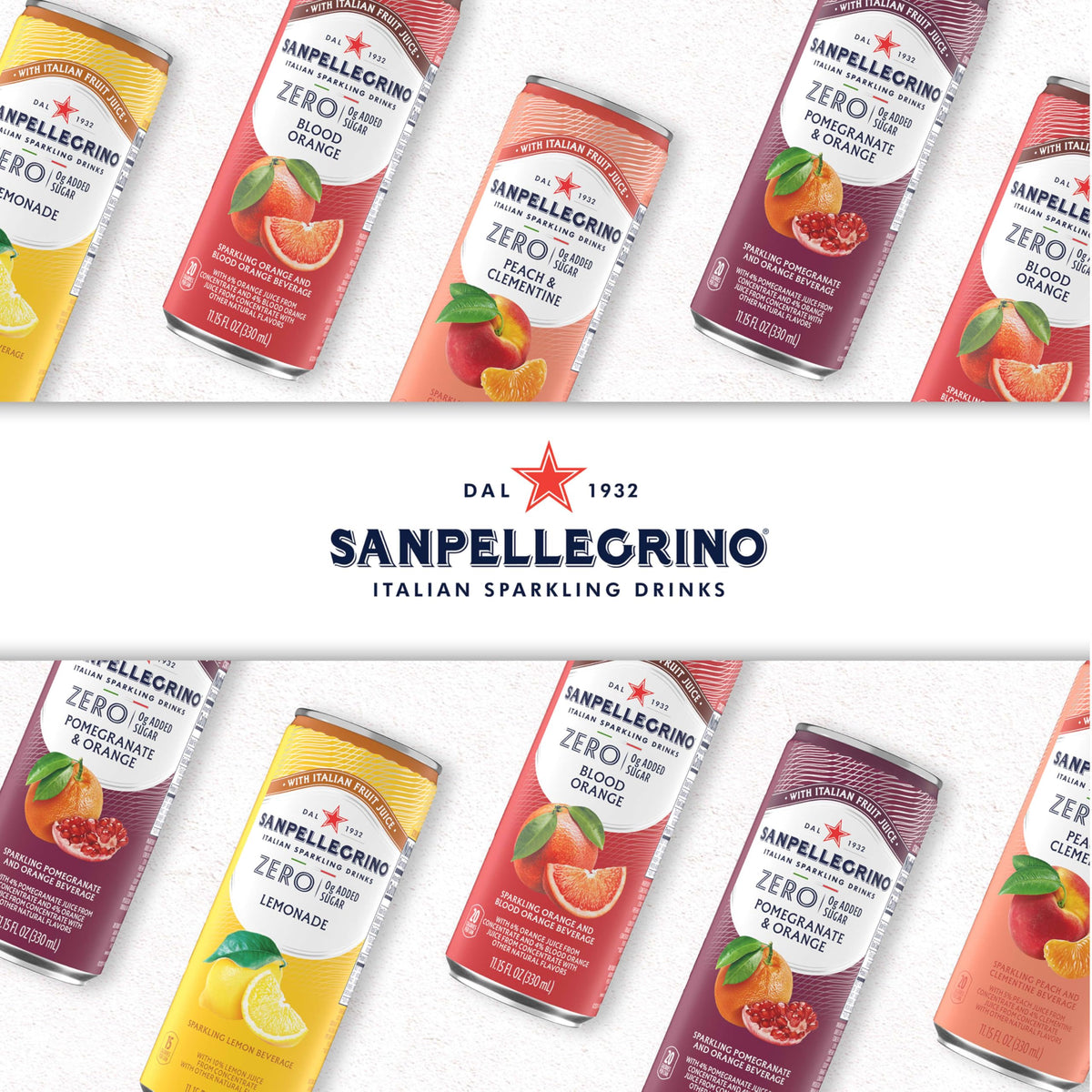 Sanpellegrino Zero Sugar Pomegranate Orange pour, crisp and light flavor