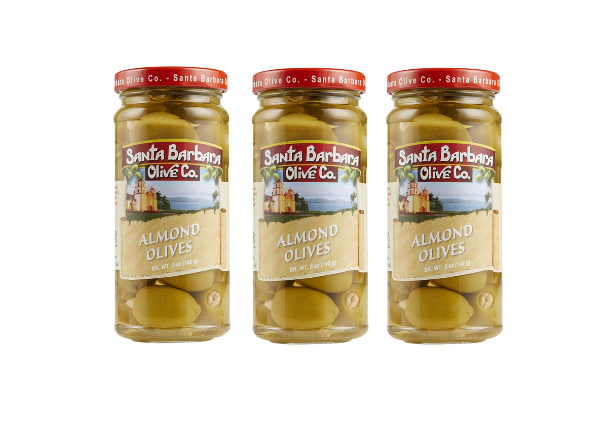 Santa Barbara Olive Co almond-stuffed olives as a party appetizer