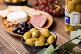 Santa Barbara Olive Co gourmet olive packaging and label signaling premium quality