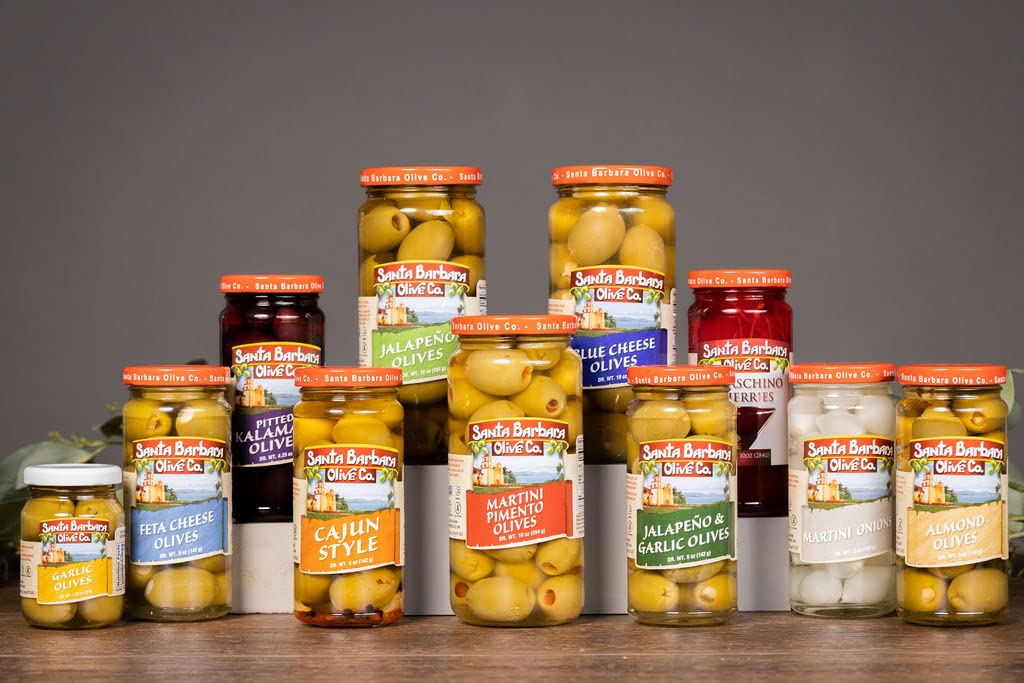 Santa Barbara Olive Co olive jar label shows premium quality