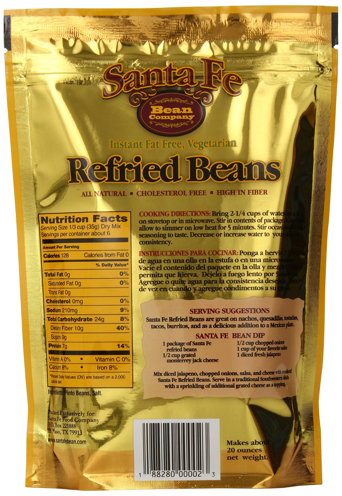 Santa Fe Bean refried beans served alongside nachos for a versatile meal.