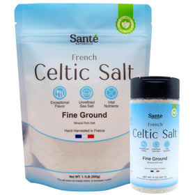 Sante Naturelle Celtic Salt 8oz shaker for everyday cooking with mineral-rich flavor.