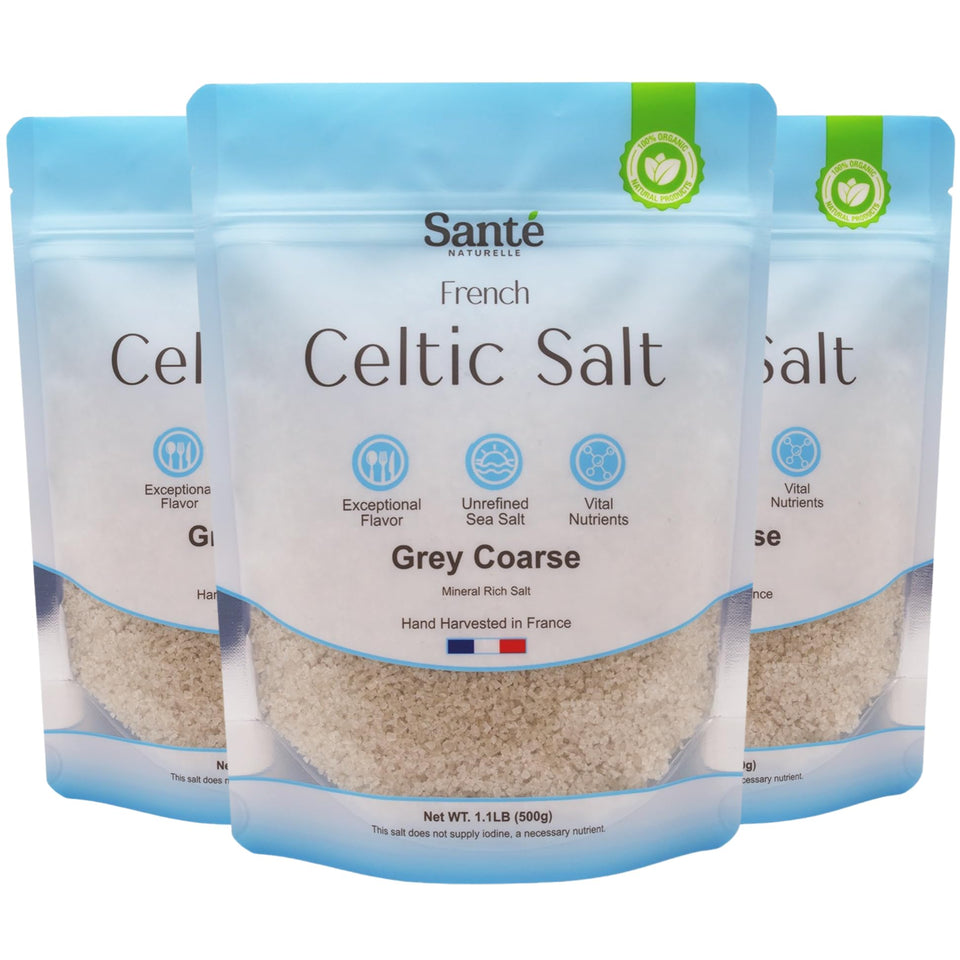 Sante Naturelle Celtic Salt Grey Coarse bag closeup showing natural texture ideal for finishing