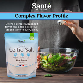 Sante Naturelle Celtic Salt being scooped, ready to season meals with mineral richness.
