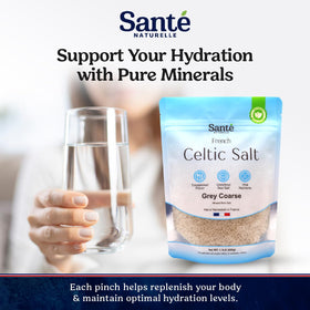 Sante Naturelle salt crystals sprinkled on food before serving for enhanced taste