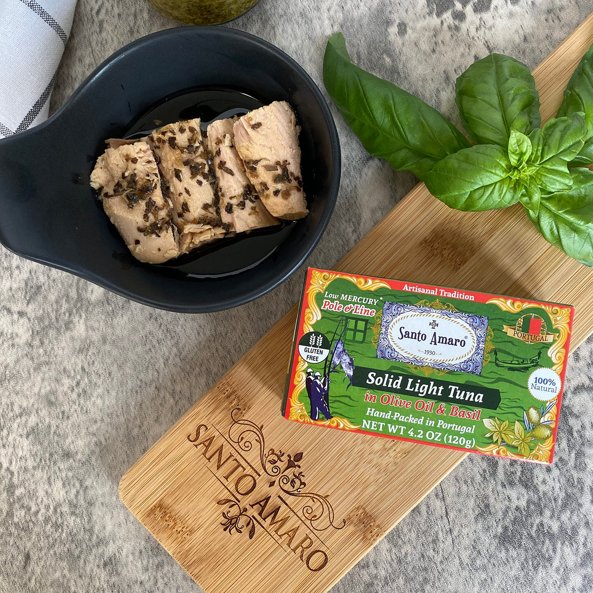 Natural Basil Venice Style tuna enhances salads with bright herb aroma.
