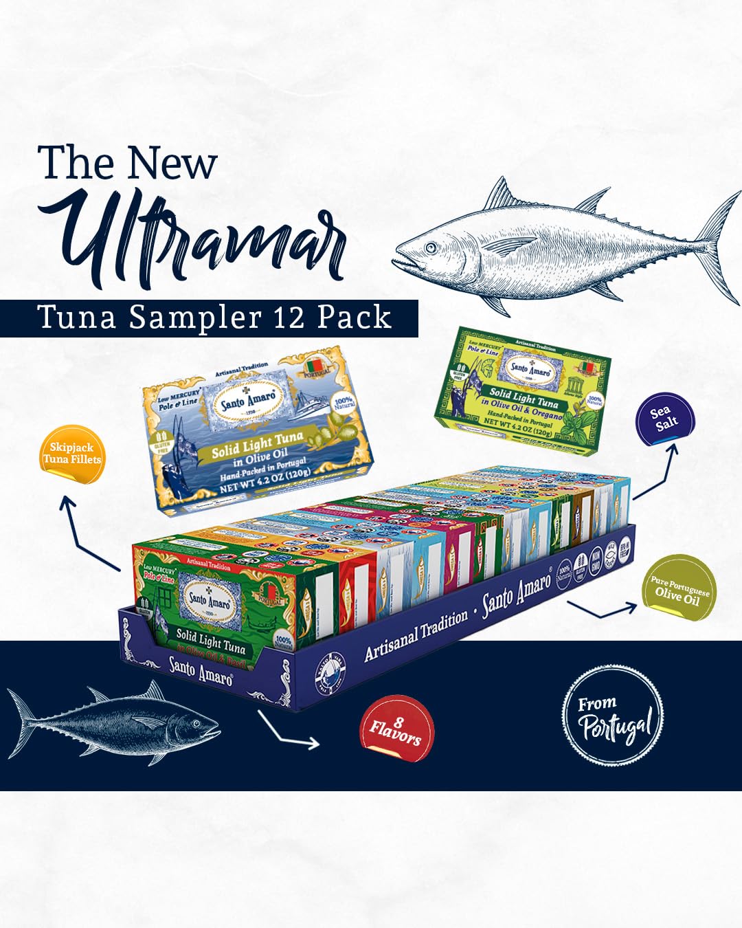 Santo Amaro olive oil Europe Style tuna, classic Portuguese flavor.