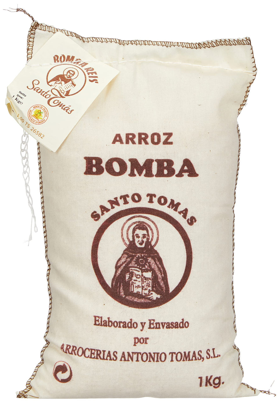 Santo Tomas Bomba Rice in burlap sack, ideal for paella