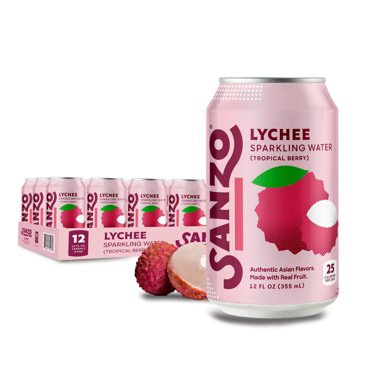Sanzo Lychee bottle pour—refreshing, low-calorie hydration on the go.