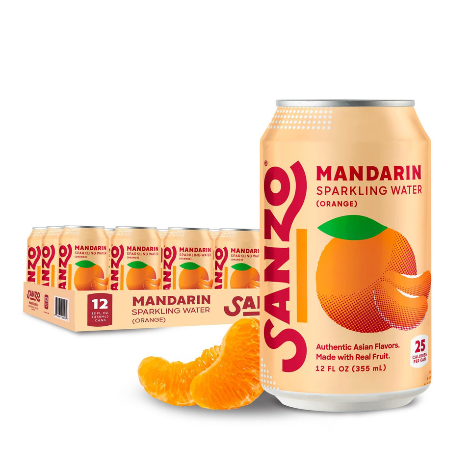 Sanzo Mandarin Orange can—refreshing real-fruit flavor with bright bubbles.