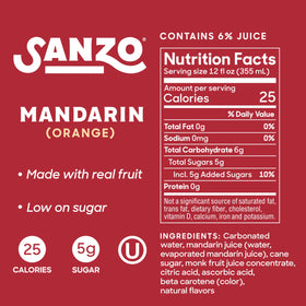 Sanzo Mandarin Orange can side view—clean label and real fruit taste.