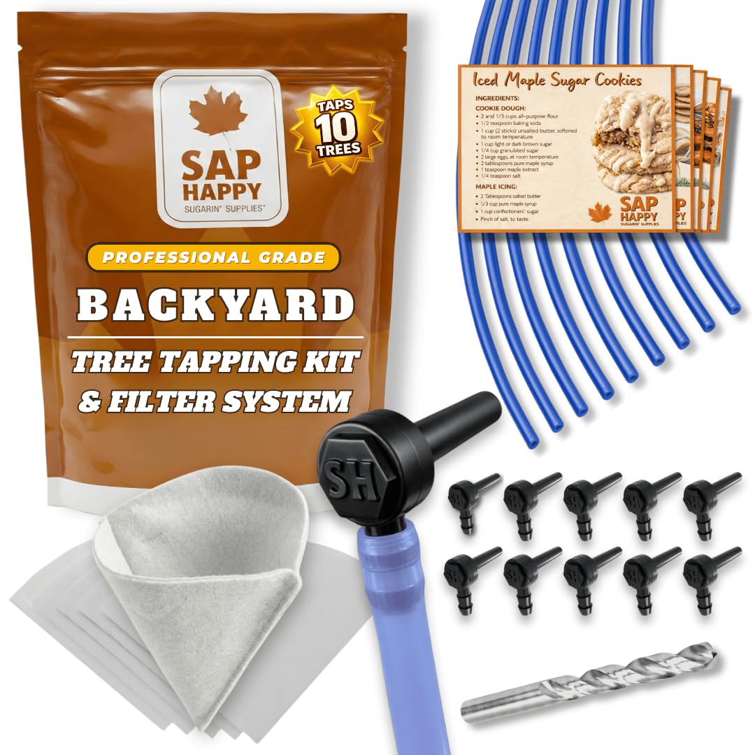 SAP HAPPY SUGARIN SUPPLIES taps for maple trees, easy seal for cleaner sap collection.