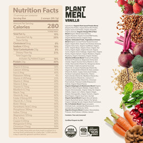 Sapling Plant Meal Vanilla tub highlights 76+ organic superfoods for daily wellness