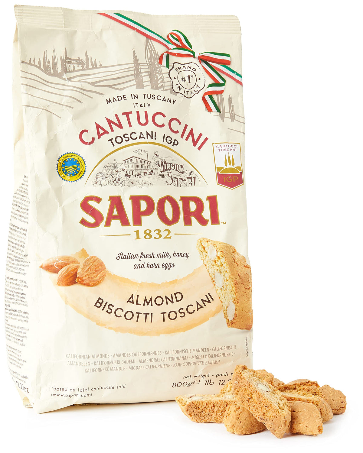Sapori Siena almond cantuccini almond slices showing premium texture for tea time indulgence