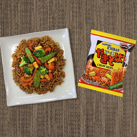 Sapporo Ichiban Yakisoba 24-pack case exterior for bulk convenience.