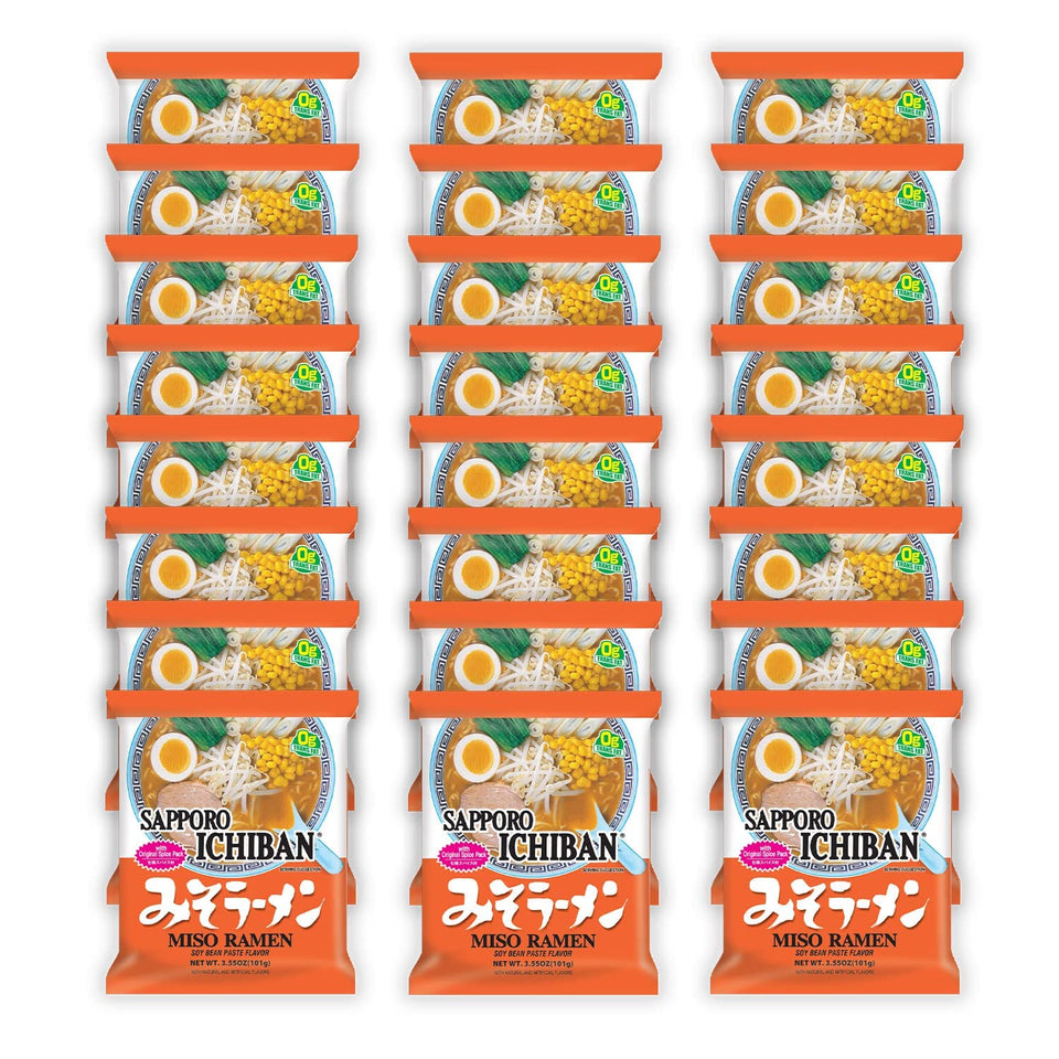 Sapporo Ichiban Miso Flavor packaging showing authentic ramen for quick meals.