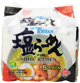 Sapporo Ichiban Shio ramen pack-6 visible, convenient bulk option for quick meals