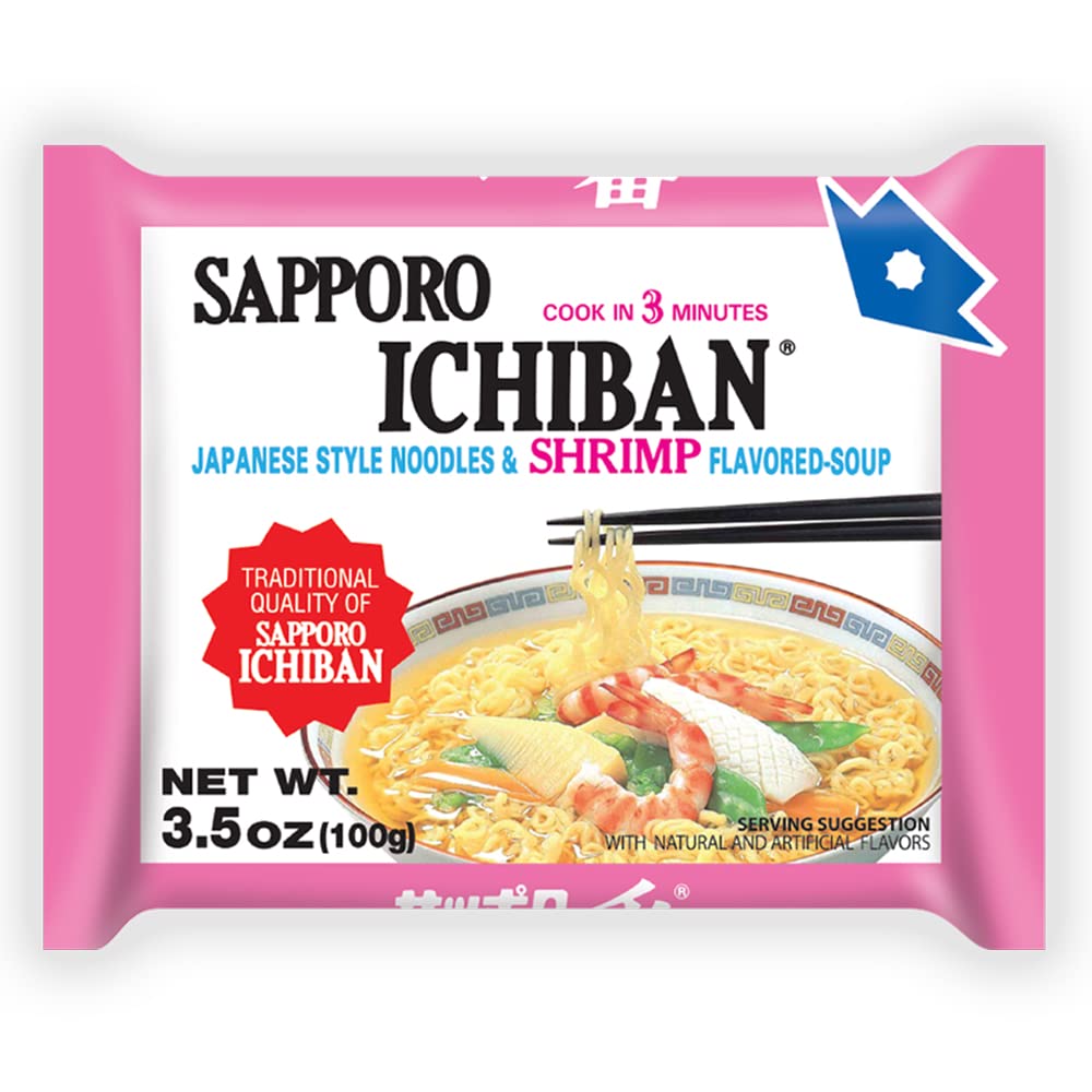 Sapporo Ichiban shrimp broth packet highlighting rich umami