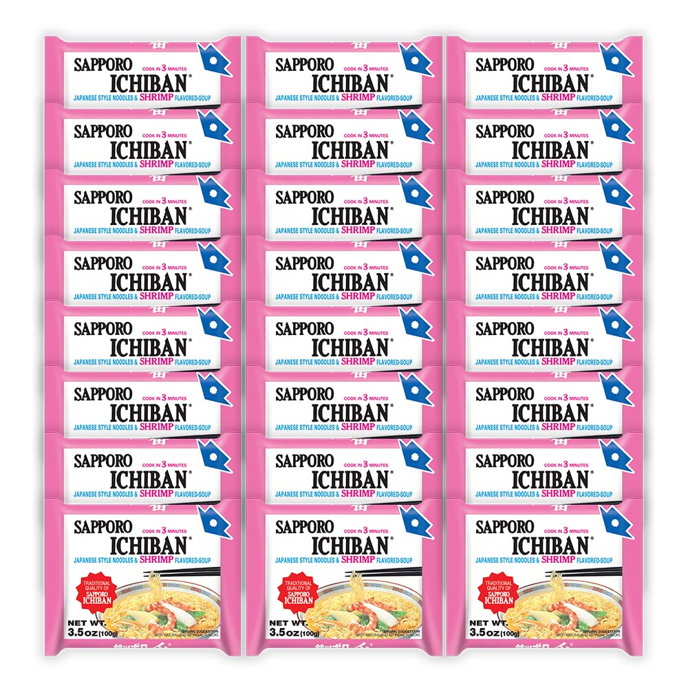 Sapporo Ichiban Shrimp Flavor ramen pack showing quick meal potential