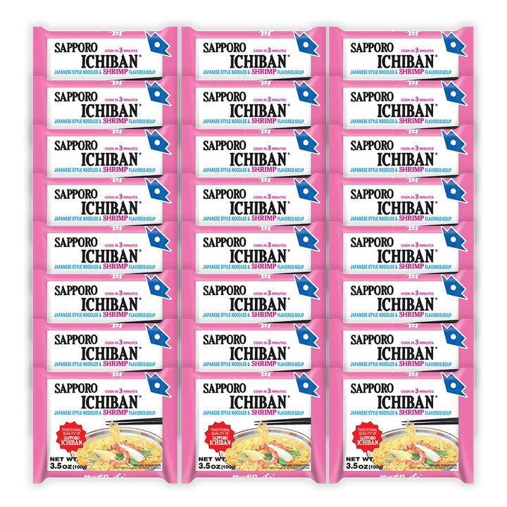 Sapporo Ichiban Shrimp Flavor ramen pack showing quick meal potential