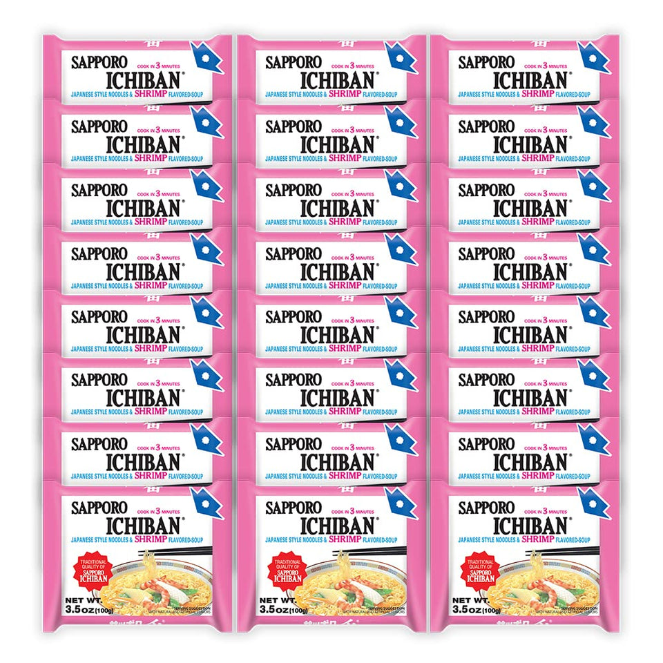 Sapporo Ichiban Shrimp Flavor ramen pack showing quick meal potential