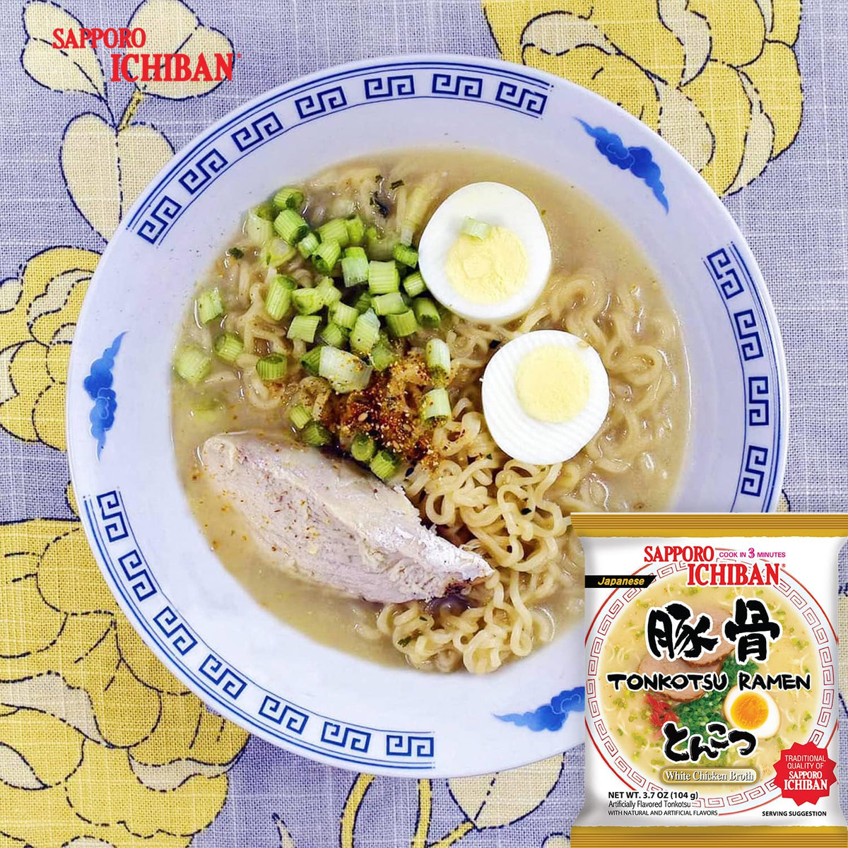 Sapporo Ichiban Tonkotsu noodles ready in minutes for a fast meal.