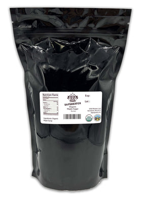 Sapsquatch Organic Maple Sugar pours smoothly for coffee sweetening.