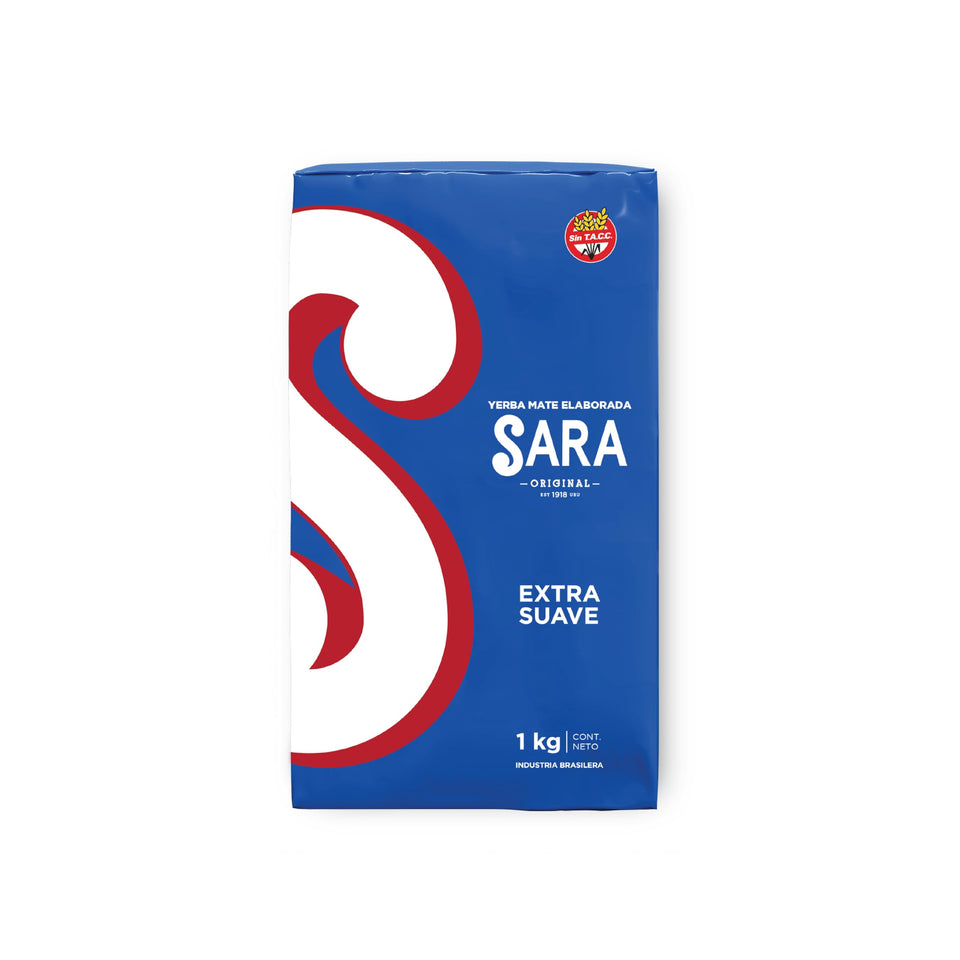 SARA Extra Smooth Yerba Mate 1kg bag, premium packaging for easy storage and daily brewing.