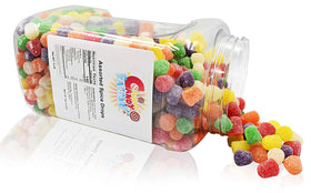 Sarah's Candy Factory 5 lb jar front view, convenient bulk candy for gatherings.