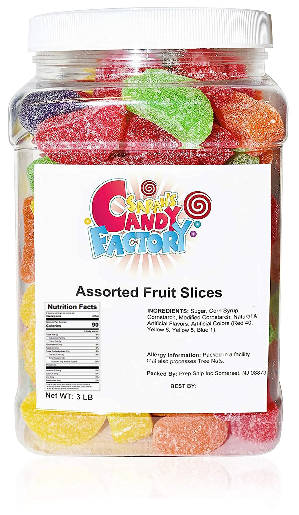 Sarah's Candy Factory assorted fruit slices in a jar for sharing
