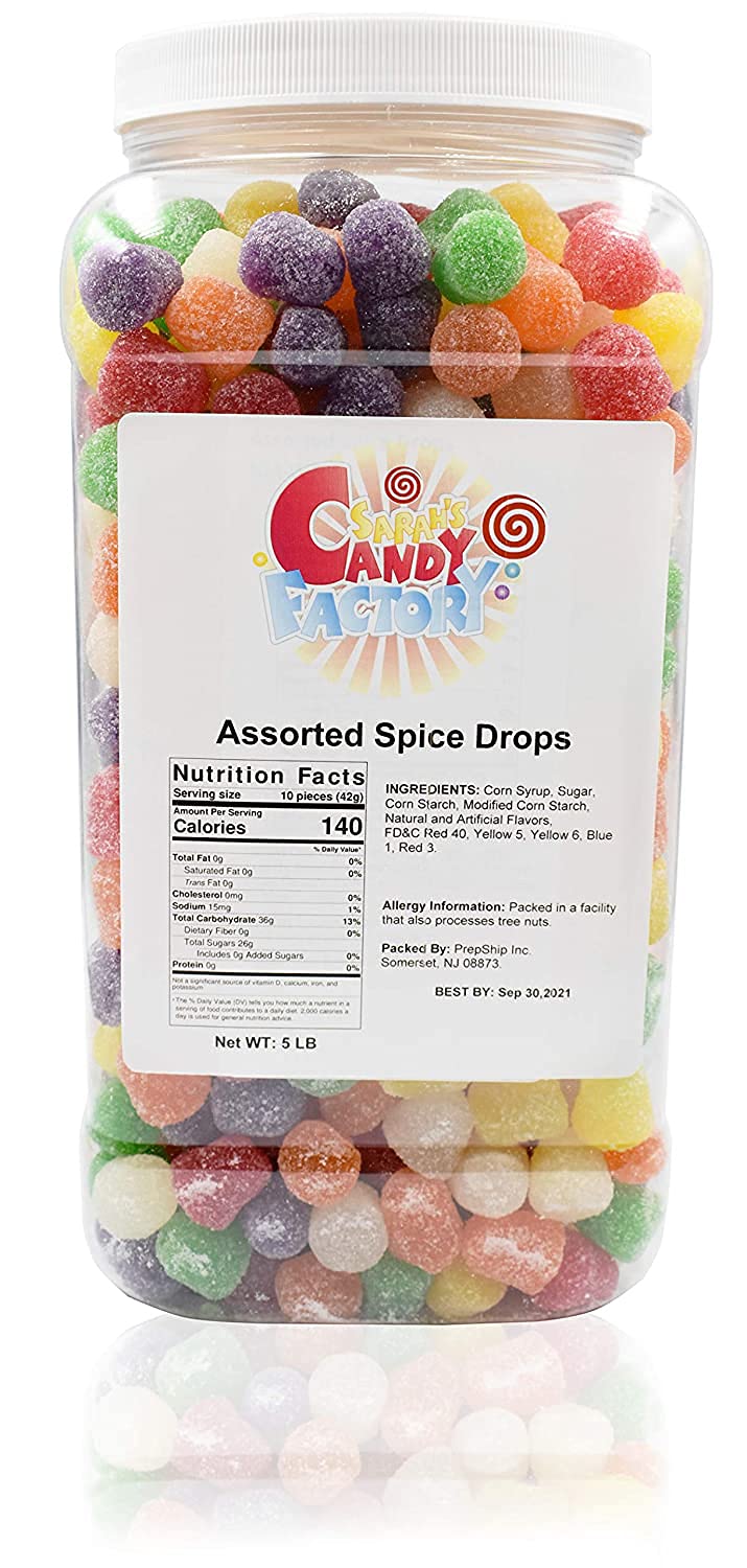Sarah's Candy Factory assorted spice drops in a jar—a colorful, shareable treat for gatherings.