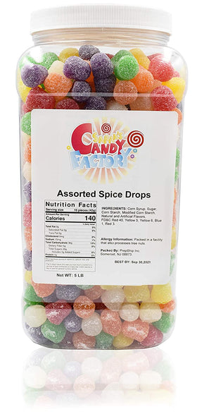 Sarah's Candy Factory assorted spice drops in a jar—a colorful, shareable treat for gatherings.