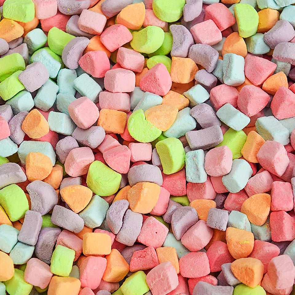 Sarah's Candy Factory dehydrated marshmallow bits as colorful cereal toppers.