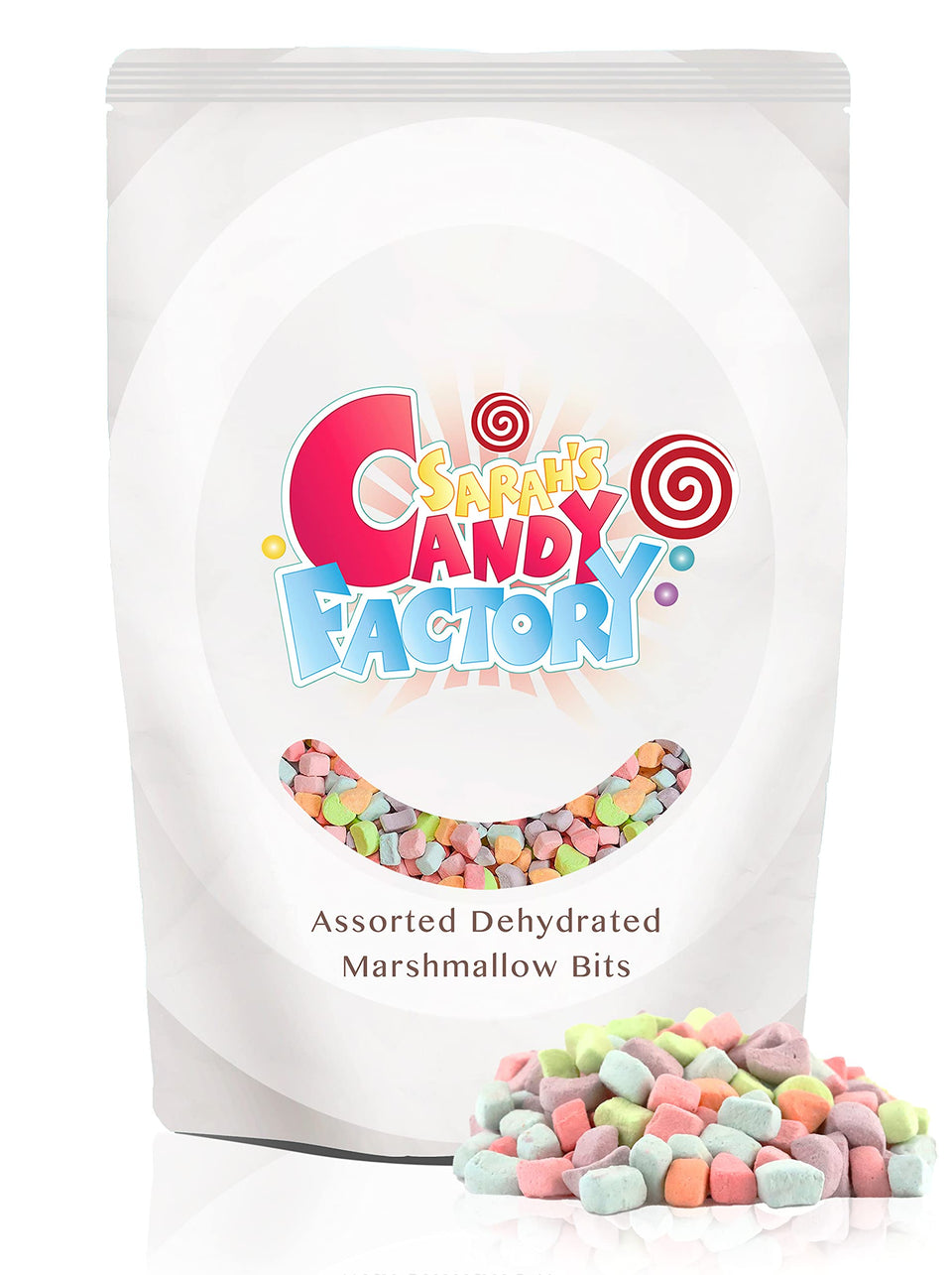 Sarah's Candy Factory assorted dehydrated marshmallow bits in a 1lb bag for topping