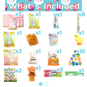 Sarah's Candy Factory Easter Snack Box variety spread, great for sharing during celebrations.