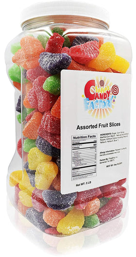 Sarah's Candy Factory fruit slices in varied colors for festive snacking.