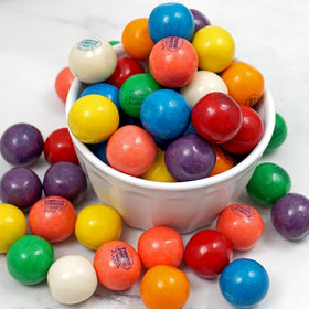 Sarah's Candy Factory gumballs in jar display for parties.